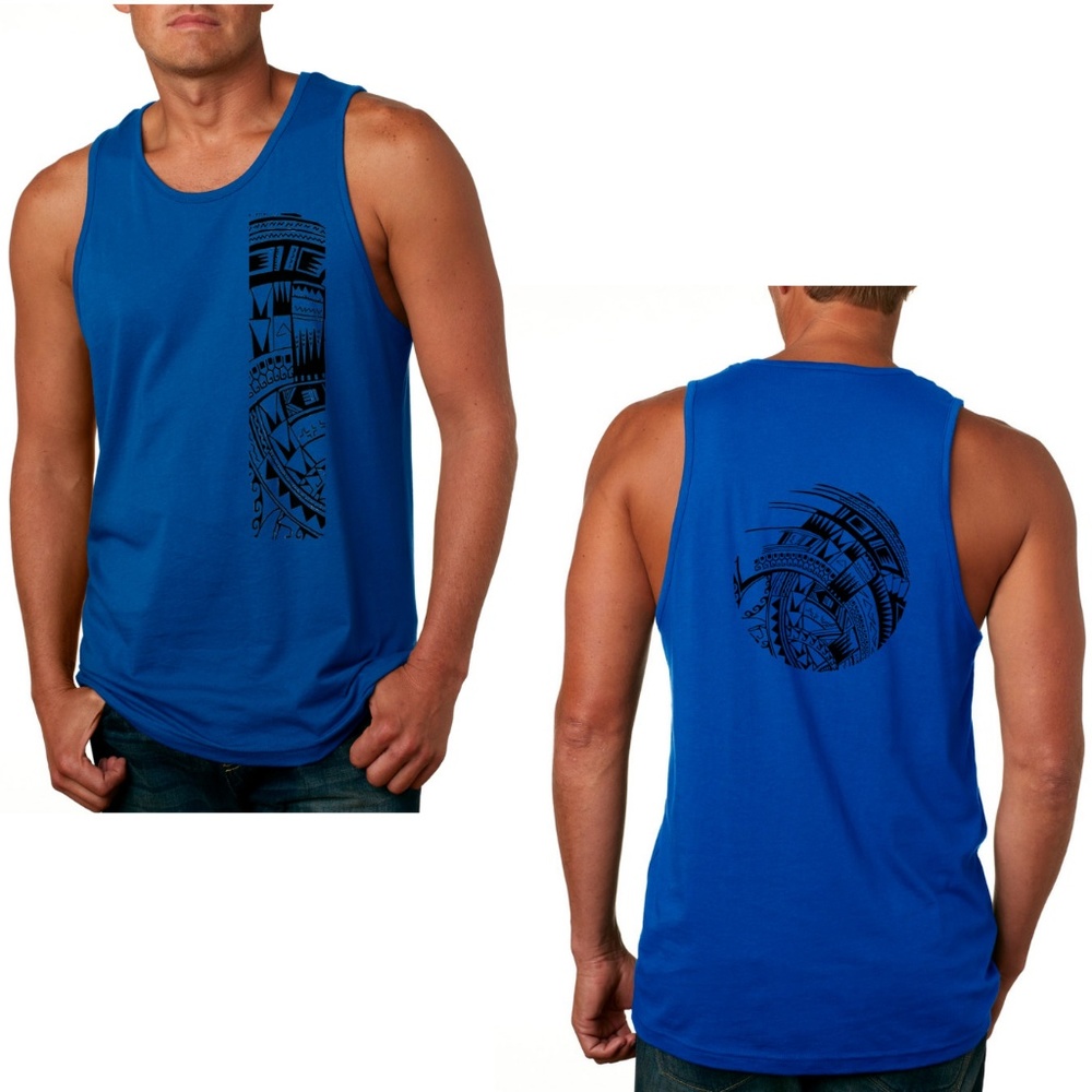 Men's Cotton Tank - Samoan Polynesian Tattoo Print